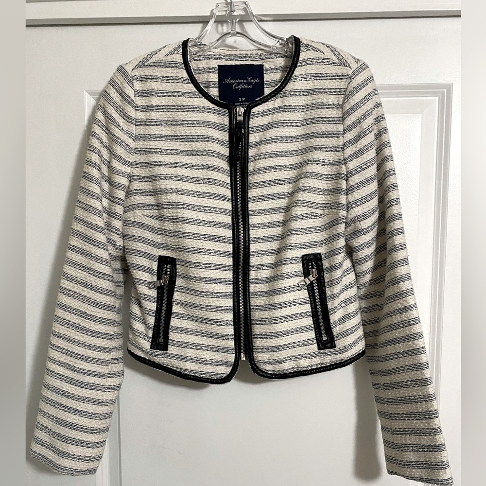 American Eagle Striped Tweed Jacket